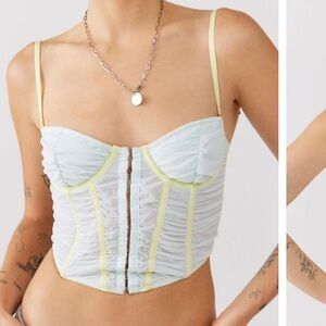 Urban Outfitters Light Blue and Yellow corset Top